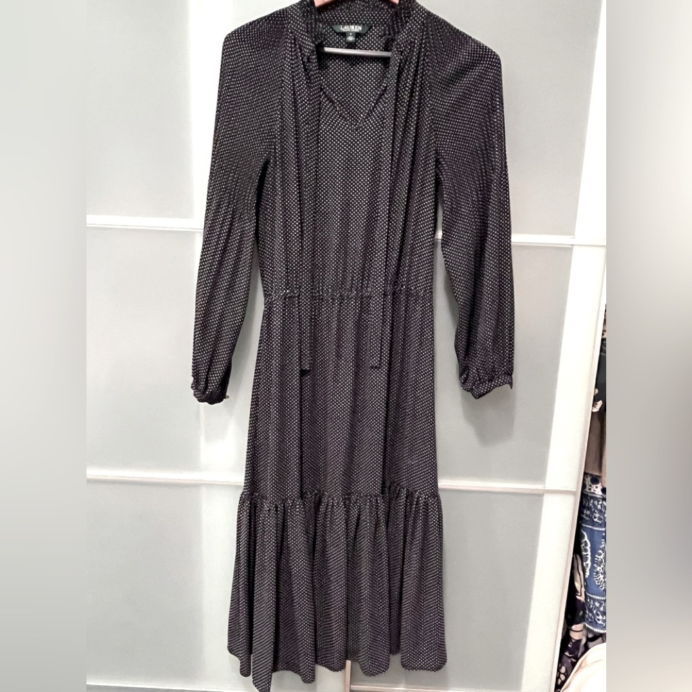 Ralph Lauren polka dot long sleeve midi dress